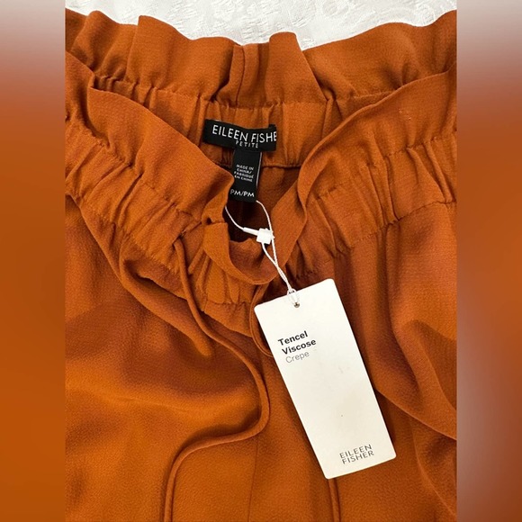 Eileen Fisher MUSK Tencel/Viscose Crepe Straight Pant Size PM $238 NWOT - Picture 2 of 7